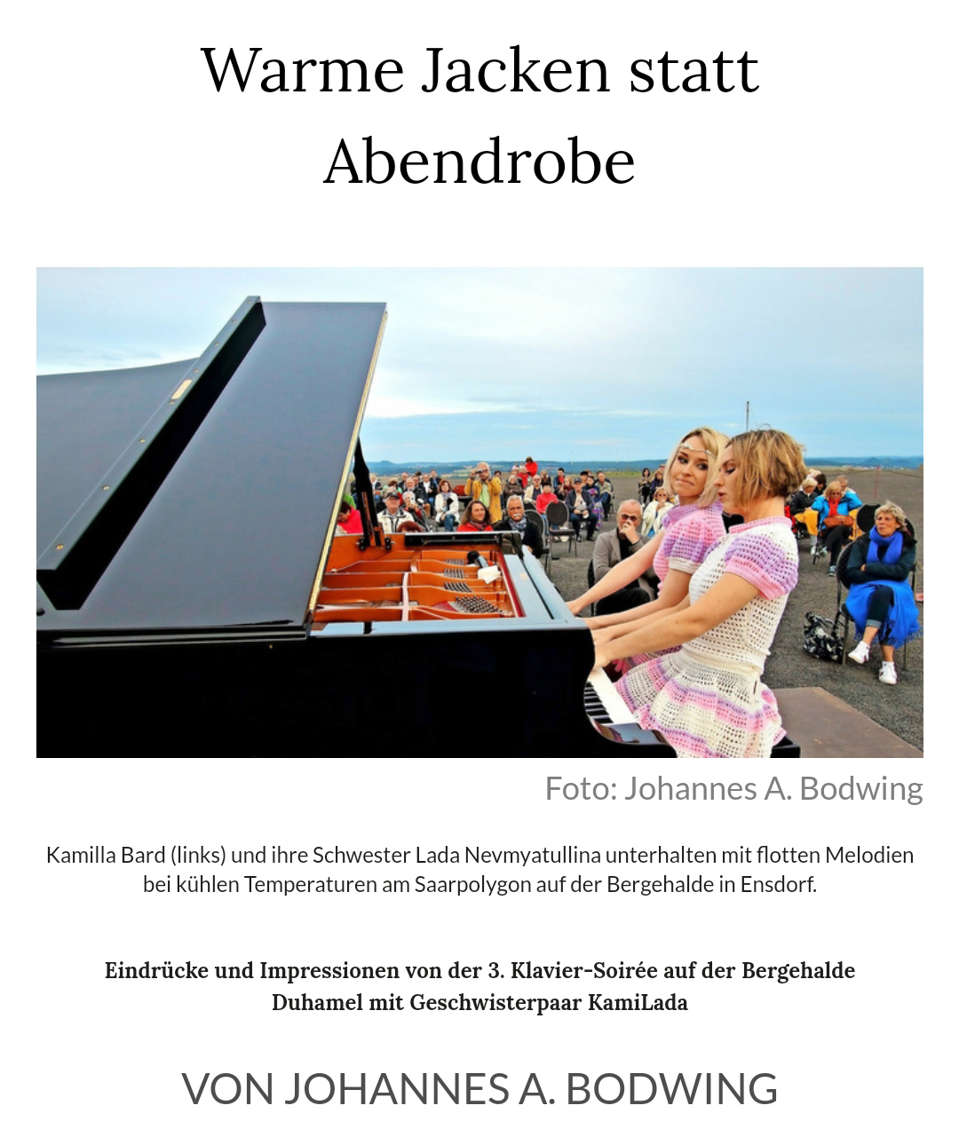 3. Klavier-Soiree auf der Bergehalde in Ensdorf